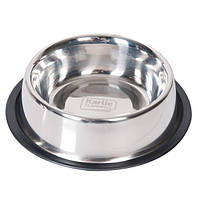 Миска с резиновым ободком для собак Flamingo Dish Rubber Rim нержавейка 1.59 л 23 см Серебрис UM, код: 7937298