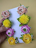 Квіти на заколках або резинках Набір Весняний Кульбаби кульбаба троянда Весенние заколки резинки подарок, фото 2