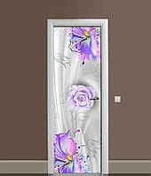 Наклейка на дверь Zatarga Цветы красками 650х2000 мм DH, код: 5561742