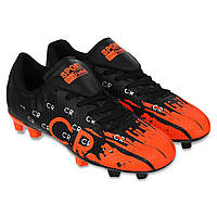 Бутсы футбольные YUKE CR7 размер 44 (длина стельки 29.5 см) черный-оранжевый 6001
