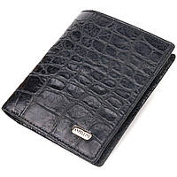 Мужское черное портмоне CANPELLINI из натуральной фактурной кожи с слотами для карточек