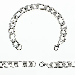 Браслет сріблястий чоловічий Картьє Stainless Steel з медичної хірургічної сталі довжина 22 см ширина 10 мм