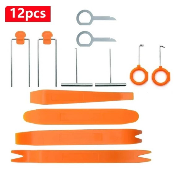 Високоякісний набір інструментів для автоматичного демонтажу 12 шт. затискач для дверної панелі інструмент для зняття аудіосистеми, фото 1