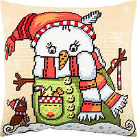Набір для вишивання декоративної подушки Чарівниця Сніговик 40×40 см V-268 GR, код: 7243220