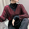 Блузка жіноча з широкими рукавами «кажан» 3XL бордовий, фото 2