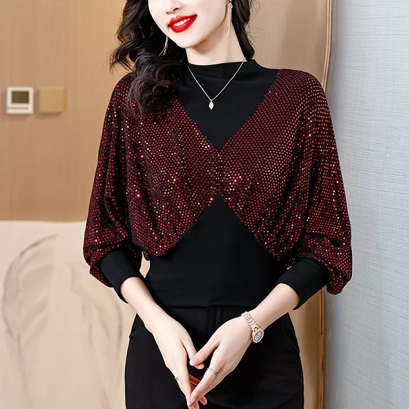 Блузка жіноча з широкими рукавами «кажан» 3XL бордовий, фото 1