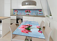 Наклейка 3Д виниловая на стол Zatarga «Гортензия в кувшине» 600х1200 мм для домов, квартир, с DH, код: 6509040