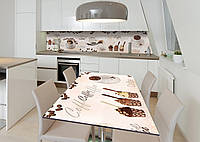 Наклейка 3Д виниловая на стол Zatarga «Кофейная лакомка» 600х1200 мм для домов, квартир, стол DH, код: 6509080