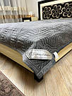 Покривало велюрове Koloco темно-сіре 220*240см, фото 4