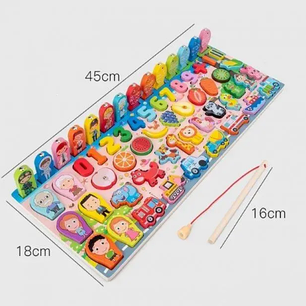 Мульти-сортер дерев'яна інтерактивна дошка 5&1 магнітна рибалка, ігри Монтессорі. 42245, фото 2