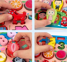 Мульти-сортер дерев'яна інтерактивна дошка 5&1 магнітна рибалка, ігри Монтессорі. 42245, фото 3