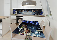 Наклейка 3Д виниловая на стол Zatarga «Тирамису с черникой» 650х1200 мм для домов, квартир, с DH, код: 6509511