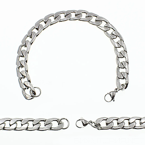 Браслет чоловічий панцирний від Stainless Steel колір срібло з медичної сталі довжина 22 см ширина 10 мм