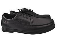 Туфлі чоловічі з натуральної шкіри на низькому ходу на шнурівці колір Чорний Van Kristi 88-21 UN, код: 7365871