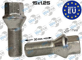 Болт колісний M15х1,25x30 конус цинк ключ 17 ITALY