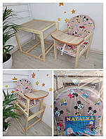 Стільчик-трансформер для годування дерев'яний Міккі.