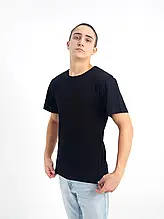 Універсальна бавовняна однотонна футболка МЕРКУРІЙ БАТАЛ унісекс, колір чорний