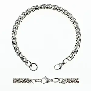 Браслет сріблястий чоловічий лосок Stainless Steel із медичної сталі довжина 22 см ширина 10 мм