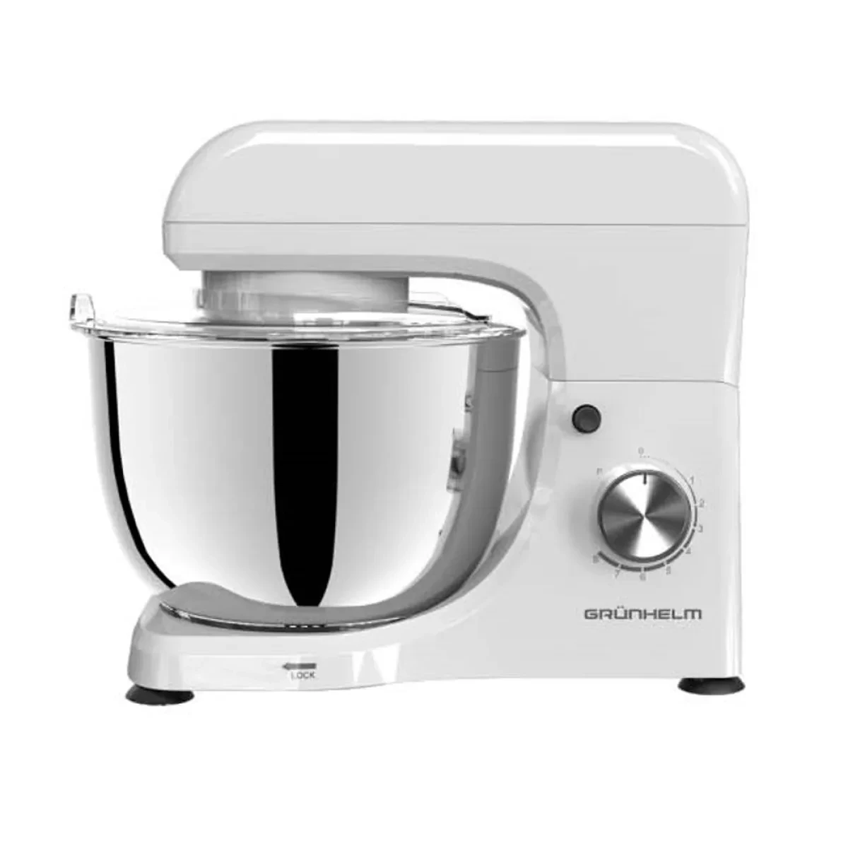 Кухонна машина Grunhelm GKM0019W 1300-1800 Вт 8 швидкостей 4.5 л Стильний білий кухонний комбайн Тістоміс