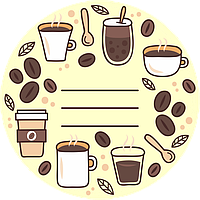 Маркировочная самоклеящаяся наклейка (этикетка, стикер) на стаканчики "Кофе. Гарячие напитки" круглая, 60х60мм