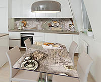Наклейка 3Д виниловая на стол Zatarga «Парижский круассан» 600х1200 мм для домов, квартир, ст DH, код: 6510444