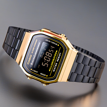 Годинники електронні Casio оригінал квадратні чорні наручні з підсвічуванням Касіо Ретро retro vintage A168WEGB-1B