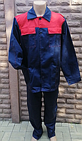 Костюм рабочий синий с красной кокеткой (куртка+ брюки) саржа 48-50, 60-62