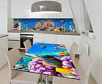 Наклейка 3Д виниловая на стол Zatarga «Коралловый риф» 600х1200 мм для домов, квартир, столов DH, код: 6442181