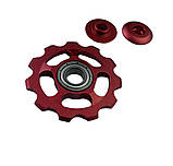 Ролик / зірочка алюмінієвий 11Т на промпідшипнику для задньої перекидки перемикача червоний, фото 3