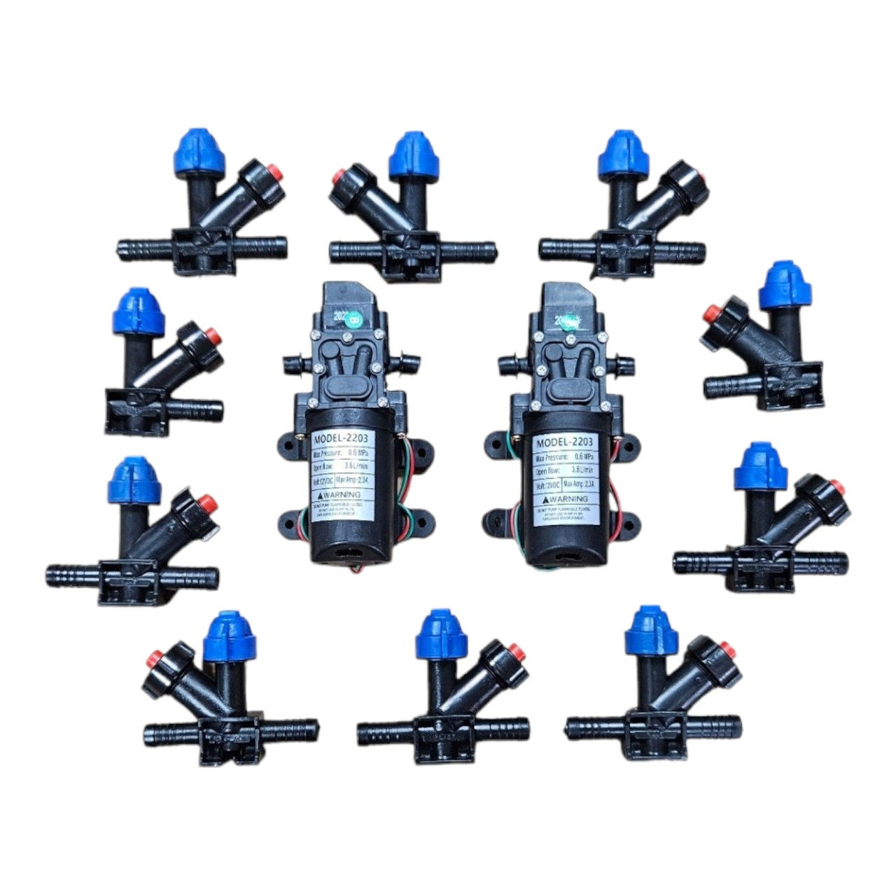 Комплект (Набір) для саморобного обприскувача 2 насоси 10 форсунок, фото 1