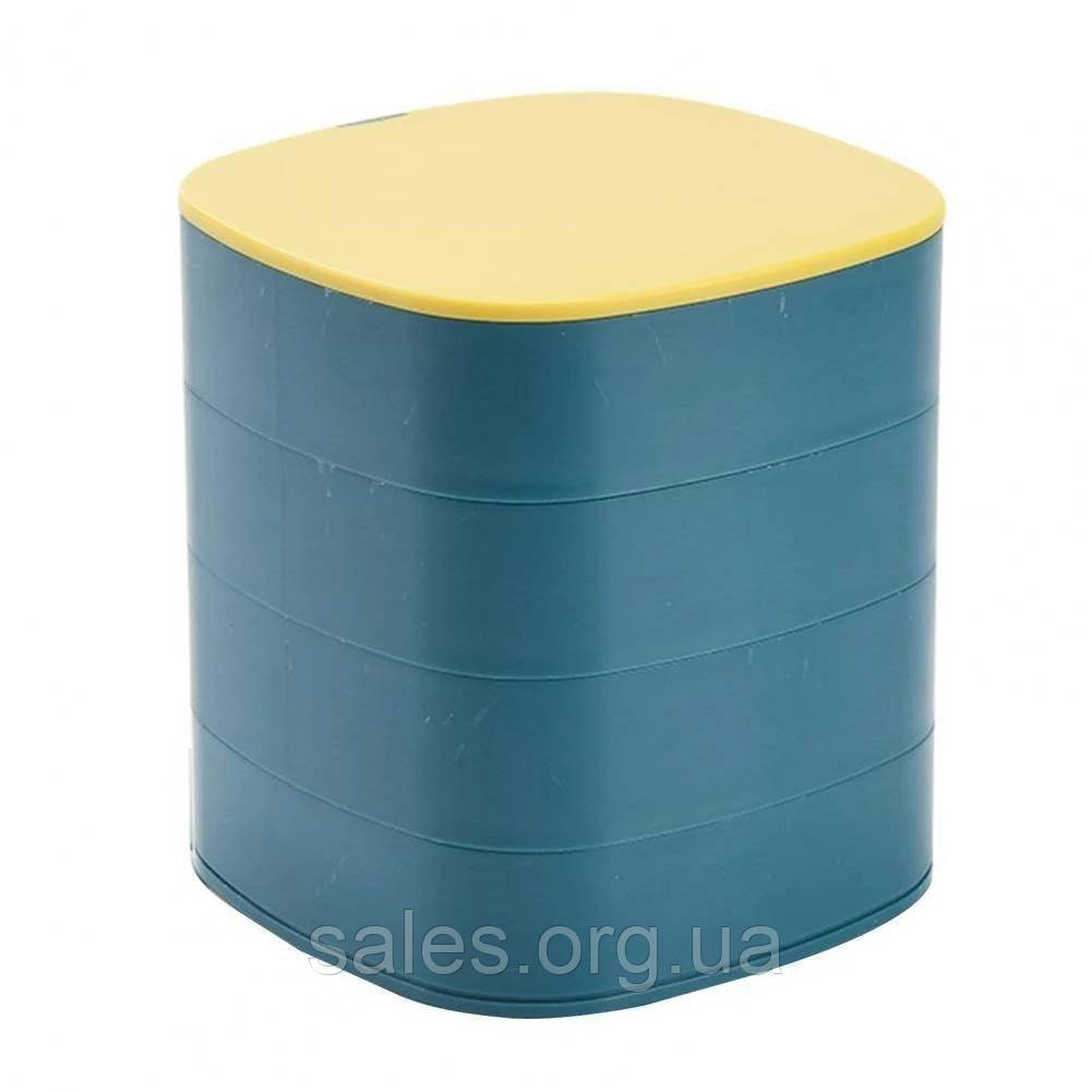 Скринька для зберігання ювелірних виробів і біжутерії з дзеркалом синя 4 відділення A-Plus ZX-90 SC, код: 8332356