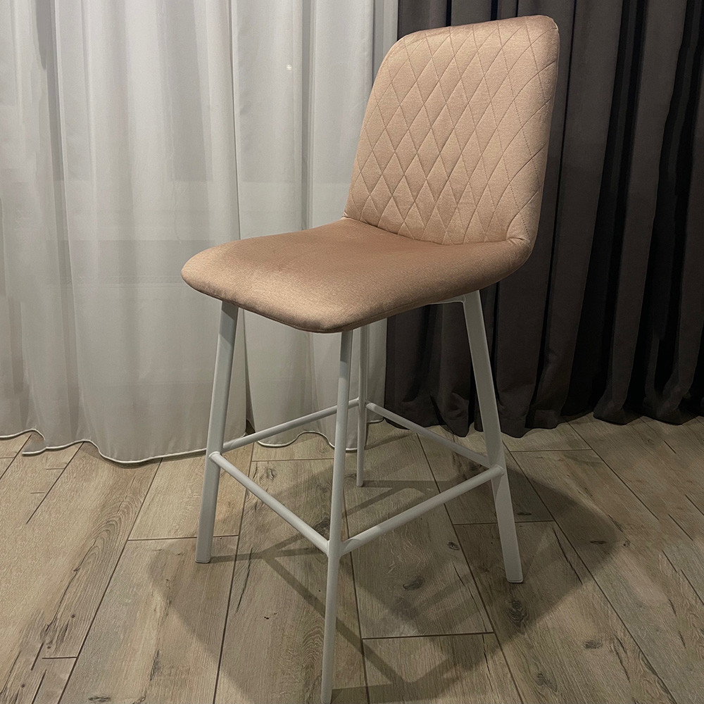 Барні стільці з білими ніжками Troy з оббивкою на вибір без поворотного механізму на металевих ніжках