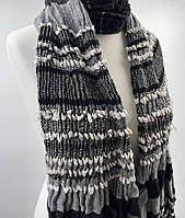 Шарф Тамара (з тороками) чорний/білий