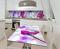 Наклейка 3Д виниловая на стол Zatarga «Каллы сливового цвета» 600х1200 мм для домов, квартир, DH, код: 6512129
