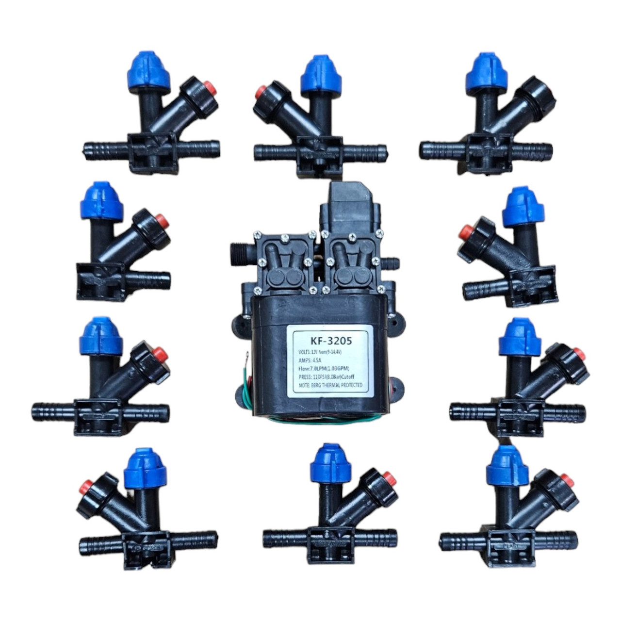 Комплект для саморобного обприскувача 1 насос 10 форсунок