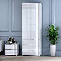 Шкаф для одежды Портленд К-823-R Белый глянец (80 230 56) МДФ UN, код: 7915755