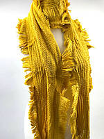 Шарф в'язаний Ельза (з тороками) жовтий