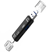 Картрідер 5 в 1 Micro USB Type-C USB 3.0 MicroSD (TF), otg перехідник, перехідник для флешки на телефон