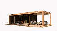 Modular guest house 11.0x4.0m with sauna Sauna House 15 from Thermowood Production turnkey from the manufactur