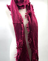Шарф в'язаний Ельза (з тороками) малиновий