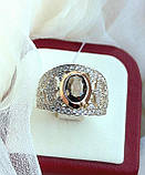 Широке жіноче срібний перстень із золотом, фото 6
