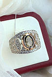 Широке жіноче срібний перстень із золотом, фото 8
