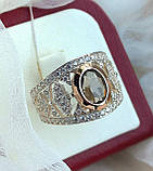 Широке жіноче срібний перстень із золотом, фото 4
