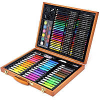 Детский набор творчества для рисования RIAS 150 предметов в деревянном чемодане (3_01470) GR, код: 7889850