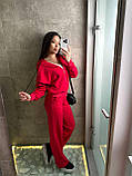 Червоно-малиновий жіночий прогулянковий костюм на змійці з капюшоном, фото 4