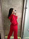 Червоно-малиновий жіночий прогулянковий костюм на змійці з капюшоном, фото 3