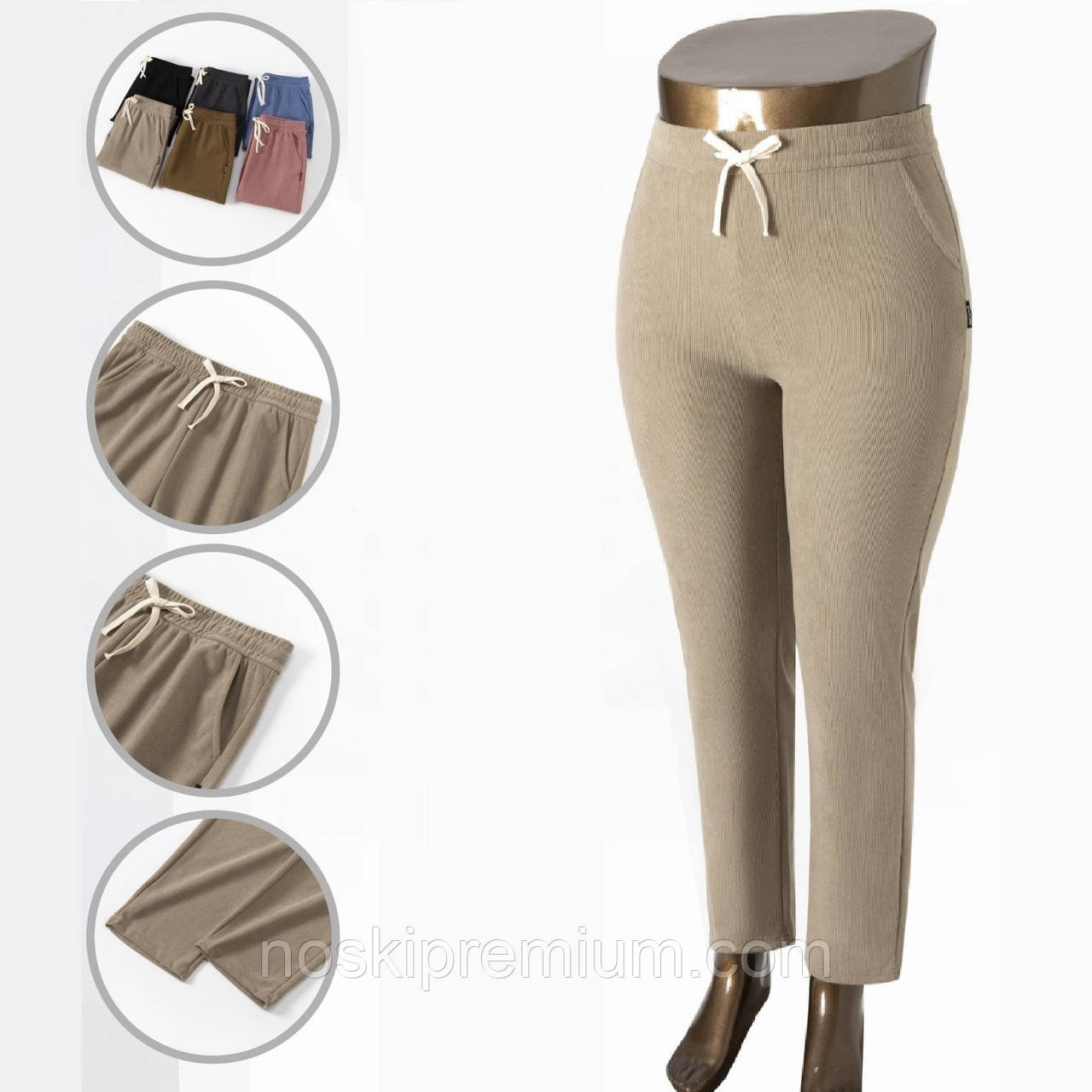 Штани жіночі бавовна рубчик Ластівка, розмір 5XL-6XL (58-62), асорті, А5226, фото 1