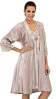 Женский комплект 2-ка, халат и ночная сорочка Jasmin, Турция 1845 XL, Бордо