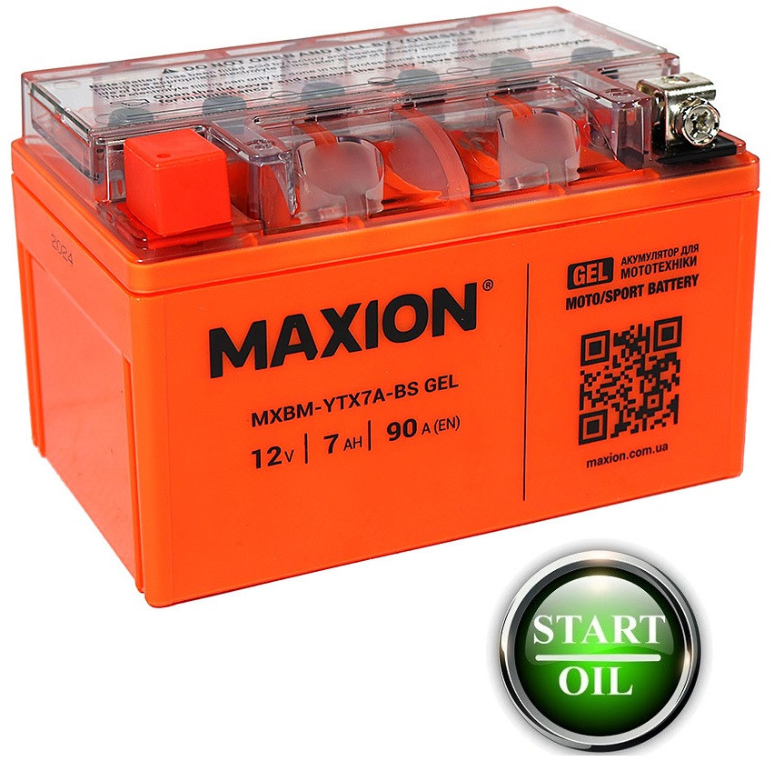 Мото аккумулятор GEL MAXION YTX 7A-BS (12V, 7A)