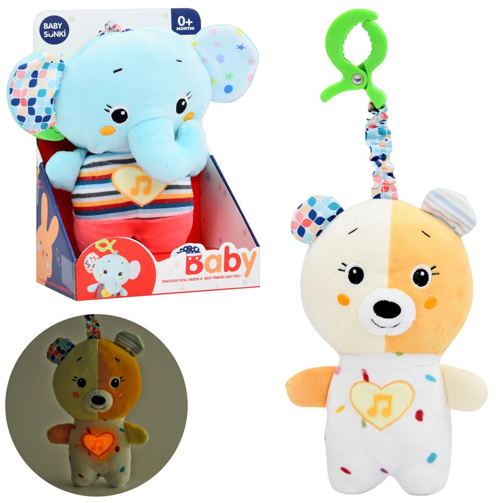 Підвіска м'яка на коляску 35см, тварина 22см, музика, звук 2 види, 1937-1-2